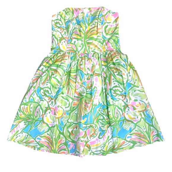 Lilly Pulitzer Richelle Strapless Dress Green Pink Size 4 - Picture 7 of 9